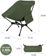 Ultralight Camping Chair, Portable Folding Backpacking Chair, Compact Camping Chair with Carry Bag for Outdoor Camp Hiking Backpack Beach Travel (Green)