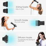 Ionic Salon Hair Dryer, Professional Blow Dryer AC Motor Fast Drying with 2 Speed, 3 Heat Setting, Cool Button, with Diffuser, Nozzle, Concentrator Comb for Curly & Straight Hair-Blue