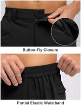 Rdruko Men's Golf Stretch Shorts 9 Inch Inseam Casual Dress Elastic Waist Flat Front Dry Fit Shorts with 5 Pockets