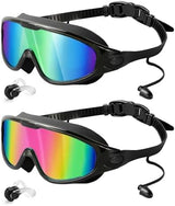 Rantizon Swim Goggles 2 Pack, Wide View Anti Fog&UV Swimming Goggles for Audlt, No Leaking Pool Accessories for Men Women Kid