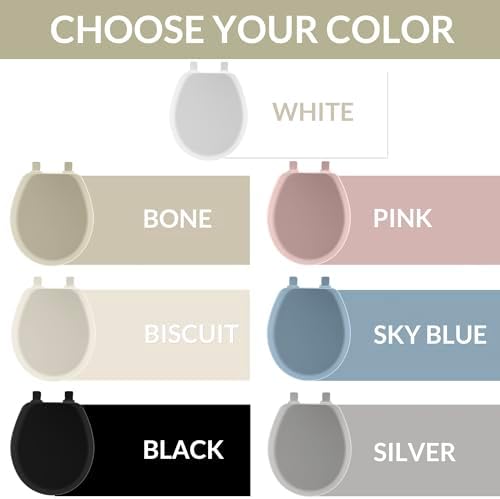 Mayfair 841EC 006 Cameron Toilet Seat Will Never Loosen and Easily Remove Durable Enameled Wood, Round, Bone