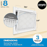 Simply 14x30x1 Air Filter, Merv 8, MPR 600, 6 Pack, For Home AC Furnace & HVAC (Actual Size: 13.75"x29.75"x0.75") DUST, Pet, & Allergy Control