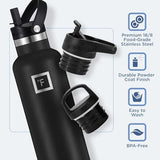 IRON °FLASK Camping & Hiking Hydration Canteens - 3 Lids (Narrow Straw Lid) Leak Proof Vacuum Insulated Stainless Steel - Hot & Cold Double Walled Sports Water Bottle - Lavender, 20 Oz