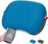 Hikenture Camping Pillow Ultralight, Inflatable Pillow with Removable Cover, Compact Portable Backpacking Pillow, Ergonomic Blow Up Camp Pillow, Washable Air Pillow for Hiking, Beach, Travel (Blue)