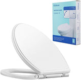 Hibbent Premium Elongated Toilet Seat with Cover Quiet Close, One-Click to Quick Release, Easy Installation Non-Slip Seat Bumpers, Slow Close Toilet Seat and Cover, Easy Cleaning-White Color