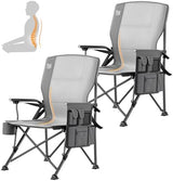 TIMBER RIDGE Oversized Folding Camping Chair with Lumbar Support Adjustable High Back Heavy Duty for Adults Aluminum Support up to 500lbs with Cup Holder, Cooler Bag, Side Pocket - 2Pack