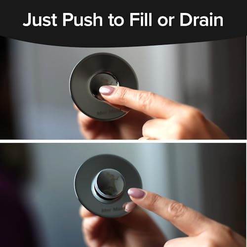 Drain Magic AS-SEEN-ON-TV Replace Broken or Missing Bathroom Drain Stoppers in Seconds, No Tools, Push To Fill, Hair Catcher Prevents Clogs, Watertight Silicone Seal,Chrome Plated Solid Brass