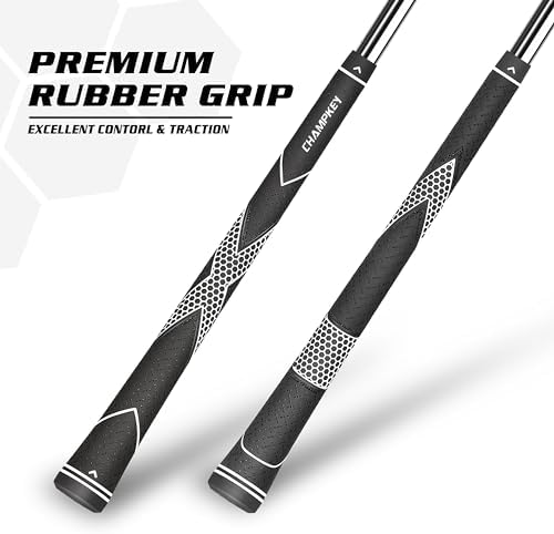 CHAMPKEY Premium Rubber Golf Grips 13 Pack | High Traction and Feedback Rubber Golf Club Grips | Choose Between 13 Grips with 15 Tapse and 13 Grips with All Kits