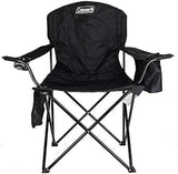 Coleman Portable Quad Camp Chair with 4-Can Cooler, Cushioned Seat & Back with Side Pockets & Cup Holder, Carry Bag Included