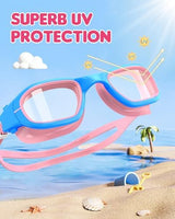 Kids Swim Goggles,Swimming Goggles for Kids 6-14, Anti-Fog UV Protection Pool Glasses for Boys Girls