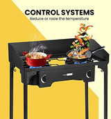 VIVOHOME 150,000 BTU Double Burner Propane Stove, Heavy-Duty Outdoor Portable Camp Stove with Windscreen & Detachable Legs for Camping, Backyard, BBQ Cookouts