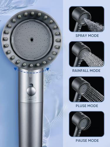 Cobbe Filtered Shower Head with Handheld, High Pressure 5-mode Showerhead with Filters, Built-in Power Wash for Hard Water - Remove Chlorine - Reduces Dry Itchy Skin, Gray