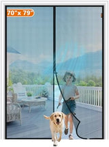MAGZO Magnetic Screen Door Fit Door Size 70 x 79 Inch, Screen Size 72" x 80" Polyester Mesh with Heavy Duty Magnet, Black