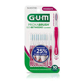 GUM Proxabrush Go-Betweens - Moderate - Interdental Brushes - Soft Bristled Dental Picks for Plaque Removal Health - Safe for Braces & Dental Devices, 10ct (Pack of 6)