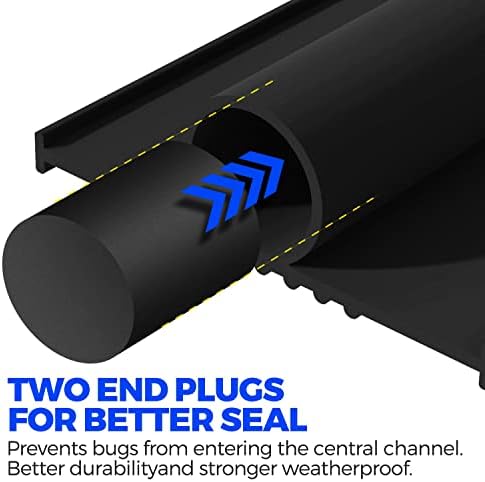 Holikme Garage Door Seals Bottom Rubber, Flexible Rubber Garage Door Seal, Garage Door Weather Stripping Kit Seal Strip Replacement, 5/16 Inch T-End, 3.74 Inch Width (17Ft, Black)