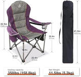 Camping Chairs for Adults,High Back Folding Camp Chair with Cup Holder and Cooler Bag,Heavy Duty Outdoor Lawn Chairs,Perfect for Camping,Hiking,Picnics,and Beach Trips,Purple