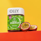 OLLY Daily Energy Gummy,Caffeine Free,Vitamin B12,CoQ10,Goji Berry,Adult Chewable Supplement,Tropical Flavor -,60 Count (Pack of 2)