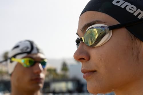 ARENA Unisex Python Racing Swim Goggles for Men and Women Anti-Fog No Leak Max Comfort Dual Strap, Mirror/Non-Mirror Lens