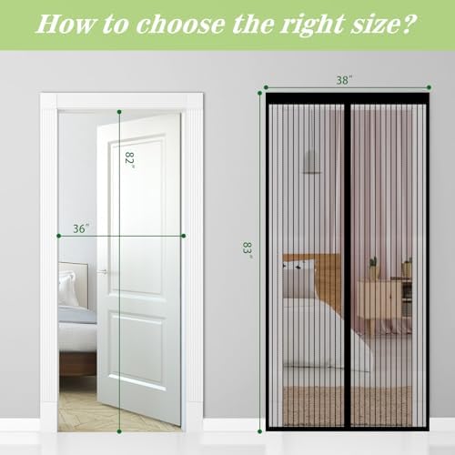 Magnetic Screen Door Mesh 38x83 Inch - BSHANO Mesh Door Curtain with Closure, Self Sealing Hands-Free Entry - Pet and Kid Friendly, Temporary Patio Door Screen - Keeps Bugs Out Let Breeze in