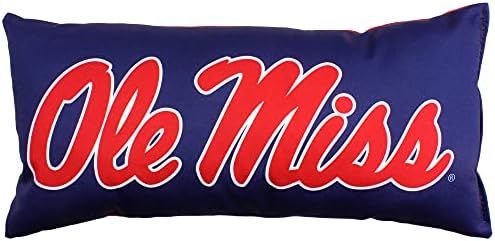 College Covers Solid Color Bolster Travel Pillow, 1 Count (Pack of 1), Ole Miss Rebels