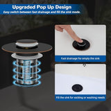 Hibbent Upgraded 3 in 1 Bathroom Sink Drain Strainer, Universal Pop Up Stopper with Removable Stainless Steel Filter Basket Hair Catcher, Sink Plug for 1.1''~2.36'' Basin, Oil-Rubbed Bronze