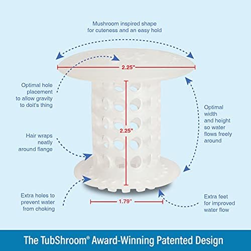 TubShroom Revolutionary Tub Drain Protector Hair Catcher/Strainer/Snare, Clear 2 Count