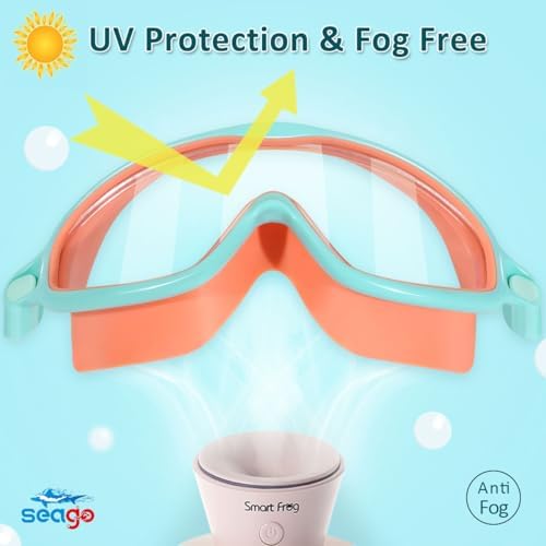 Seago Swim Goggles 2 Pack Anti-Fog Anti-UV Wide View Swimming Goggles for Kids 3-15