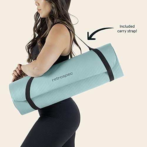 Retrospec Solana Yoga Mat 1/2" Thick w/Nylon Strap for Men & Women - Non Slip Exercise Mat for Yoga, Pilates, Stretching, Floor & Fitness Workouts
