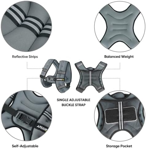 APEXUP Weighted Vest with 5lbs/10lbs/15lbs/20lbs/25lbs/30lbs Weights and Reflective Stripe, Weight Vest Men Women for Workout, Strength Training, Running