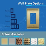 LIDER Decorator Switch or Receptacle Metal Wall Plate, Stainless Steel Outlet Cover, Corrosion Resistant, Mid-Size 1-Gang 4.88" x 3.11", 201 Stainless Steel, LMWP-31M-BB, Brushed Brass