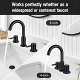 FGKQ Black Bathroom Faucet for Sink 3 Hole, Bathroom Sink Faucet with Pop Up Drain, 8 Inch Widespread Vanity Faucet 3 Hole, 360° Swivel Two Handle with Supply Lines