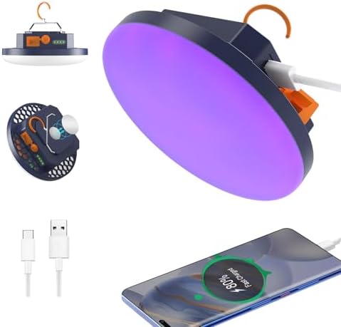 96 LED 395nm UV / 6500K Flashlight Camping Blacklight , 10000mAh Rechargeable, 3000 Lumens, Glow Lights for Party , Bedroom, Stage Lighting, Fluorescent Poster , Dog/Cat Urine , Bed Bug