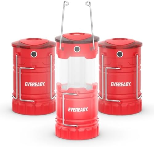 Eveready LED Camping Lantern 360 PRO (3-Pack), Super Bright Tent Lights, Rugged IPX4 Water Resistant LED Lanterns, 100 Hour Run-time (Batteries Included)