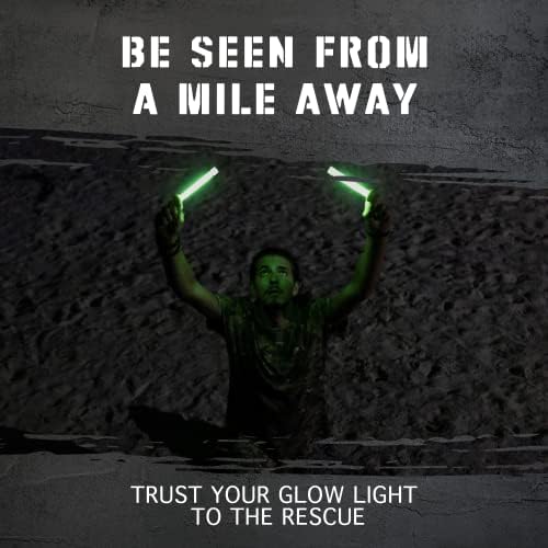 Emergency Glow Sticks with 12 Hours Duration, Individually Wrapped Industrial Grade Glowsticks for Survival Gear, Camping Lights, Power Outages and Military Use