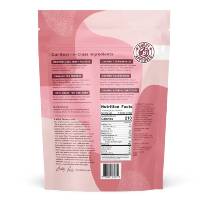 FlavCity Protein Powder Smoothie, Berries & Cream - 100% Grass-Fed Whey Protein Smoothie with Collagen (25g of Protein) - Gluten Free & No Added Sugars (38.45 oz)