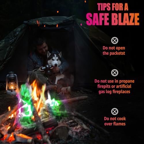 HGD (25 Pack) Magic Campfire Fire Color Changing Packets for Fire Pit, Indoor/Outdoor Fireplace, Bonfire - Rainbow Magical Flame, Camping Accessory, Compatible with Wood