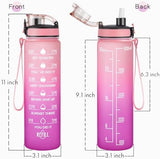 Enerbone Water Bottle, Leakproof BPA & Toxic Free, Motivational Water Bottle with Times to Drink and Straw, Fitness Sports Water Bottle with Strap for Office, Gym, Outdoor Sports