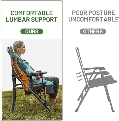 TIMBER RIDGE Oversized Folding Camping Chair with Lumbar Support Adjustable High Back Heavy Duty for Adults Aluminum Support up to 500lbs with Cup Holder, Cooler Bag, Side Pocket - 2Pack