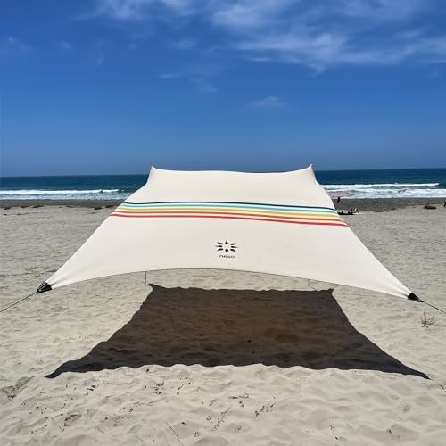 Neso Gigante - Portable Beach Tent - Ideal to Enjoy with Family and Friends - UPF 50+, Water-Resistant, and Lightweight - Rainbow, 11' x 11'