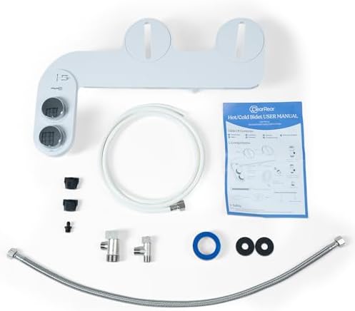 Clear Rear Hot and Cold Bidet Attachment for Toilet – Non-Electric Warm Water Bidet with Adjustable Pressure, Dual Nozzle for Feminine & Rear Wash, Self-Cleaning Hygienic Sprayer, Easy Installation