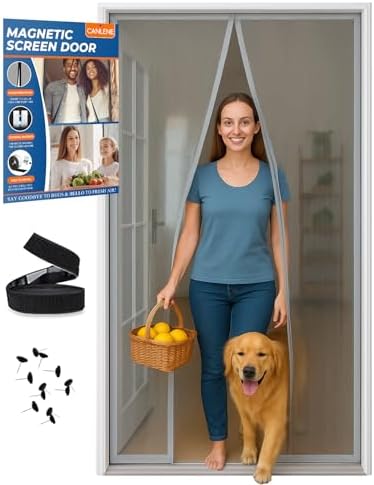 High-Density Magnetic Screen Door Mesh for Home and Patio, Tear Resistant Backdoor Screen Net with Magnetic Closure