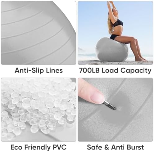 APEXUP Yoga & Pilates Ball - Anti Slip Heavy Duty Gym Ball for Fitness, Balance & Core Workout