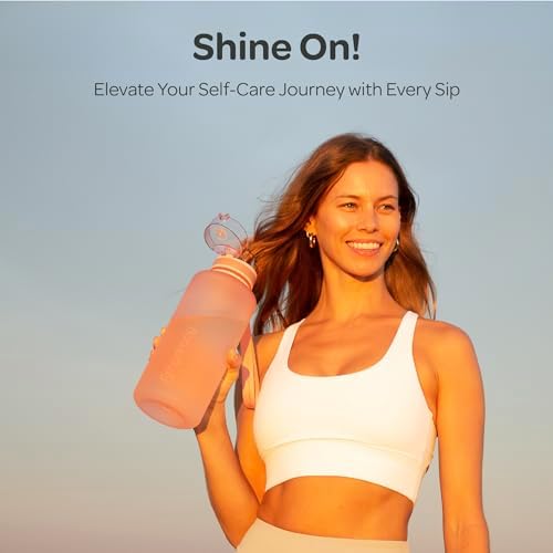 Hydracy Water Bottle with Time Marker -Large BPA Free Water Bottle & No Sweat Sleeve -Leak Proof Gym Bottle with Fruit Infuser Strainer & Times to Drink -Ideal for Fitness Sports & Outdoors