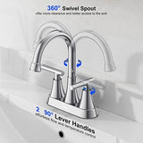 Bathroom Faucets for Sink 3 Hole, Hurran 4 inch Chrome Bathroom Sink Faucet with Pop-up Drain and Supply Hoses, Stainless Steel Lead-Free Centerset Utility Faucet for Vanity RV, 2 Pack