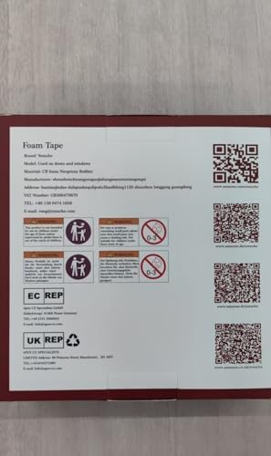 Yotache High Density Adhesive Foam Tape 2 Rolls 1" W X 3/4", (New Adhesive Craft) Weather Stripping Gasket Seal, Shockproof, Furniture Protective, 13 Ft Length (2 X 6.5 Ft Each)