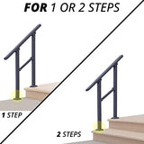 CHR Fence & Rail Hand Rails for Outdoor Steps, 2 Step Handrail & Indoor Stair Railing Kit, Railings for Outdoor Steps and Hand Rails for Seniors for Porch Railing & Deck Hand Rail, 1-2 Step Railing