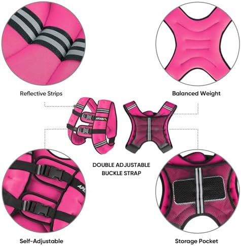 APEXUP Weighted Vest with 5lbs/10lbs/15lbs/20lbs/25lbs/30lbs Weights and Reflective Stripe, Weight Vest Men Women for Workout, Strength Training, Running