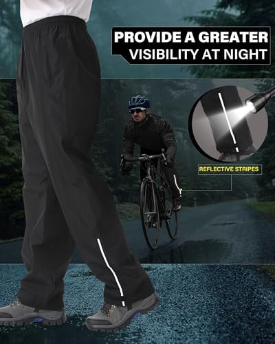 iCreek Men's Waterproof Rain Pants Lightweight Packable Windproof Outdoor Over Pants for Hiking Fishing Golf
