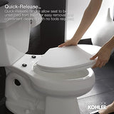 KOHLER K-4636-96 Cachet Quiet Close Elongated Toilet Seat, Slow Close Lid and Seat, Grip-Tight Bumpers and Installation Hardware, Biscuit