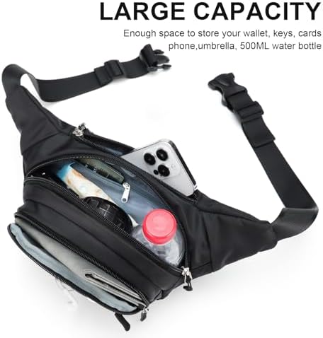 Fanny Pack Men Women Plus Size with Extender Strap 70",Extra Large Crossbody Waist Bag with Adjustable Belt, Fashion Hip Bum Bag for Outdoors Workout Traveling Casual Hiking Walking Cycling